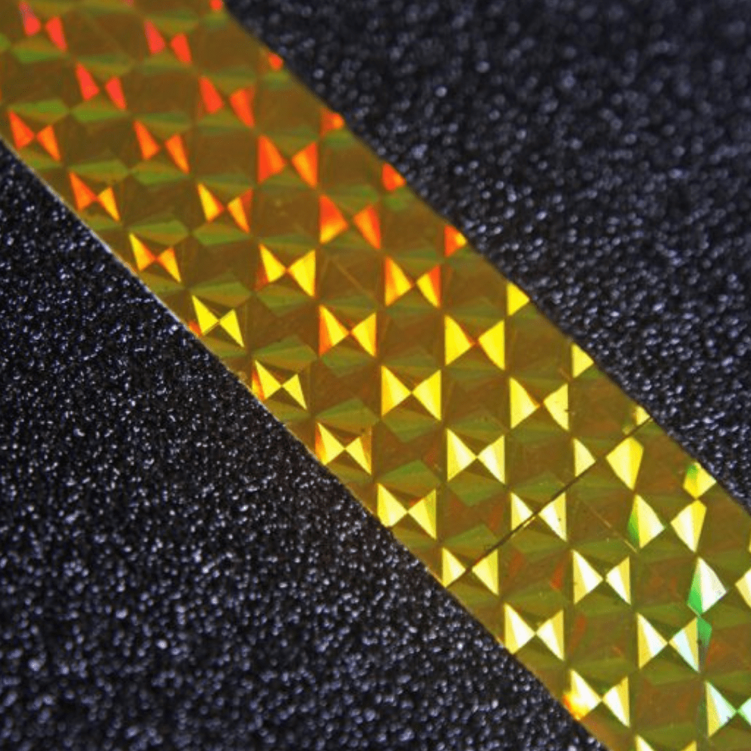 Black Anti-Slip Floor Tiles with Yellow Reflective Stripe (5.5″ × 5.5″)