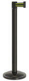 Gloss Black Finish Black/Yellow Belt 12.5" Rounded Modern Contempo Retractable Belt Stanchion