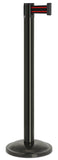 Gloss Black Finish Black/Red Belt 12.5" Rounded Modern Contempo Retractable Belt Stanchion