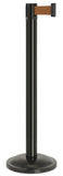 Gloss Black Finish Bronze Belt 12.5" Rounded Modern Contempo Retractable Belt Stanchion