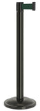 Gloss Black Finish Forest Green Belt 12.5" Rounded Modern Contempo Retractable Belt Stanchion