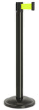Gloss Black Finish Fluorescent Yellow Belt 12.5" Rounded Modern Contempo Retractable Belt Stanchion