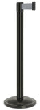 Gloss Black Finish Gray Belt 12.5" Rounded Modern Contempo Retractable Belt Stanchion