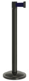 Gloss Black Finish Navy Blue Belt 12.5" Rounded Modern Contempo Retractable Belt Stanchion