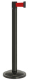 Gloss Black Finish Red Belt 12.5" Rounded Modern Contempo Retractable Belt Stanchion