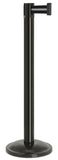 Gloss Black Finish Silver/Black Belt 12.5" Rounded Modern Contempo Retractable Belt Stanchion