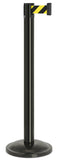Gloss Black Finish Safety Stripe Belt 12.5" Rounded Modern Contempo Retractable Belt Stanchion