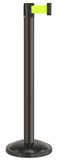 Statuary Bronze Finish Fluorescent Yellow Belt 12.5" Rounded Modern Contempo Retractable Belt Stanchion