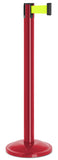 Torch Red Finish Fluorescent Yellow Belt 12.5" Rounded Modern Contempo Retractable Belt Stanchion