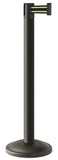 Wrinkle Black Finish Black/Yellow Belt 12.5" Rounded Modern Contempo Retractable Belt Stanchion