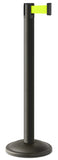 Wrinkle Black Finish Fluorescent Yellow Belt 12.5" Rounded Modern Contempo Retractable Belt Stanchion