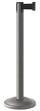 Wrinkle Charcoal Finish Black Belt 12.5" Rounded Modern Contempo Retractable Belt Stanchion