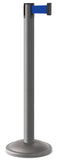 Wrinkle Charcoal Finish Blue Belt 12.5" Rounded Modern Contempo Retractable Belt Stanchion