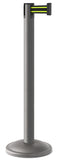 Wrinkle Charcoal Finish Black/Yellow Belt 12.5" Rounded Modern Contempo Retractable Belt Stanchion