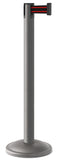 Wrinkle Charcoal Finish Black/Red Belt 12.5" Rounded Modern Contempo Retractable Belt Stanchion