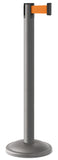 Wrinkle Charcoal Finish Orange Belt 12.5" Rounded Modern Contempo Retractable Belt Stanchion