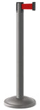Wrinkle Charcoal Finish Red Belt 12.5" Rounded Modern Contempo Retractable Belt Stanchion