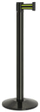 Gloss Black Finish Black/Yellow Belt 14" Sloped Modern Contempo Retractable Belt Stanchion