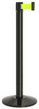 Gloss Black Finish Fluorescent Yellow Belt 14" Sloped Modern Contempo Retractable Belt Stanchion