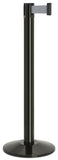 Gloss Black Finish Gray Belt 14" Sloped Modern Contempo Retractable Belt Stanchion