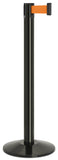 Gloss Black Finish Orange Belt 14" Sloped Modern Contempo Retractable Belt Stanchion