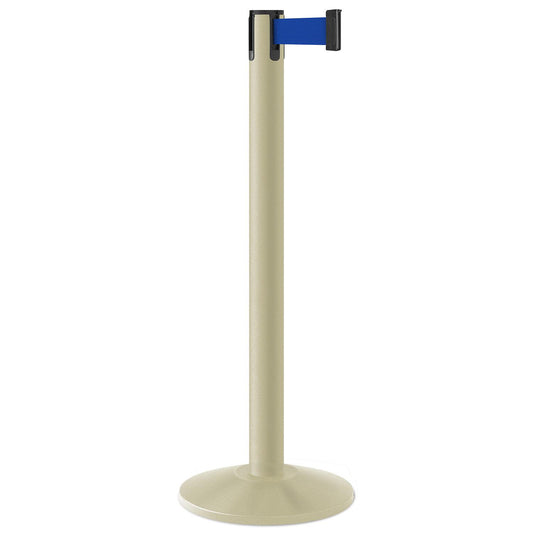 Pacific Sand Finish Blue Belt 14" Sloped Modern Contempo Retractable Belt Stanchion