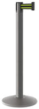 Wrinkle Charcoal Finish Black/Yellow Belt 14" Sloped Modern Contempo Retractable Belt Stanchion