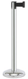 Polished Stainless Steel Finish Black Belt 12.5" Rounded Modern Contempo Retractable Belt Stanchion