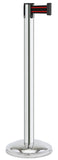 Polished Stainless Steel Finish Black/Red Belt 12.5" Rounded Modern Contempo Retractable Belt Stanchion