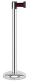 Polished Stainless Steel Finish Burgundy Belt 12.5" Rounded Modern Contempo Retractable Belt Stanchion