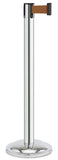 Polished Stainless Steel Finish Bronze Belt 12.5" Rounded Modern Contempo Retractable Belt Stanchion