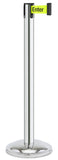 Polished Stainless Steel Finish Caution-Please Do Not Enter Belt 12.5" Rounded Modern Contempo Retractable Belt Stanchion