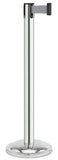 Polished Stainless Steel Finish Gray Belt 12.5" Rounded Modern Contempo Retractable Belt Stanchion