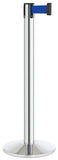 Polished Stainless Steel Finish Blue Belt 14" Sloped Modern Contempo Retractable Belt Stanchion