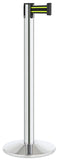Polished Stainless Steel Finish Black/Yellow Belt 14" Sloped Modern Contempo Retractable Belt Stanchion