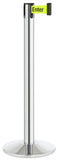 Polished Stainless Steel Finish Caution-Please Do Not Enter Belt 14" Sloped Modern Contempo Retractable Belt Stanchion
