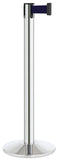 Polished Stainless Steel Finish Navy Blue Belt 14" Sloped Modern Contempo Retractable Belt Stanchion