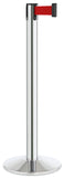 Polished Stainless Steel Finish Red Belt 14" Sloped Modern Contempo Retractable Belt Stanchion