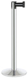 Polished Stainless Steel Finish Silver/Black Belt 14" Sloped Modern Contempo Retractable Belt Stanchion