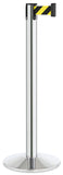 Polished Stainless Steel Finish Safety Stripe Belt 14" Sloped Modern Contempo Retractable Belt Stanchion