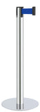 Polished Stainless Steel Finish Blue Belt 14.5" Slim Modern Contempo Retractable Belt Stanchion