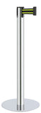 Polished Stainless Steel Finish Black/Yellow Belt 14.5" Slim Modern Contempo Retractable Belt Stanchion