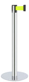 Polished Stainless Steel Finish Fluorescent Yellow Belt 14.5" Slim Modern Contempo Retractable Belt Stanchion