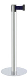 Polished Stainless Steel Finish Navy Blue Belt 14.5" Slim Modern Contempo Retractable Belt Stanchion
