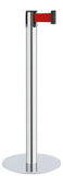 Polished Stainless Steel Finish Red Belt 14.5" Slim Modern Contempo Retractable Belt Stanchion