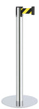 Polished Stainless Steel Finish Safety Stripe Belt 14.5" Slim Modern Contempo Retractable Belt Stanchion