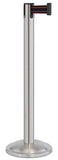 Satin Stainless Steel Finish Black/Red Belt 12.5" Rounded Modern Contempo Retractable Belt Stanchion
