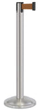 Satin Stainless Steel Finish Bronze Belt 12.5" Rounded Modern Contempo Retractable Belt Stanchion