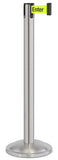 Satin Stainless Steel Finish Caution-Please Do Not Enter Belt 12.5" Rounded Modern Contempo Retractable Belt Stanchion