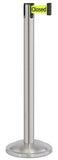 Satin Stainless Steel Finish Do Not Enter-Temporarily Closed Belt 12.5" Rounded Modern Contempo Retractable Belt Stanchion